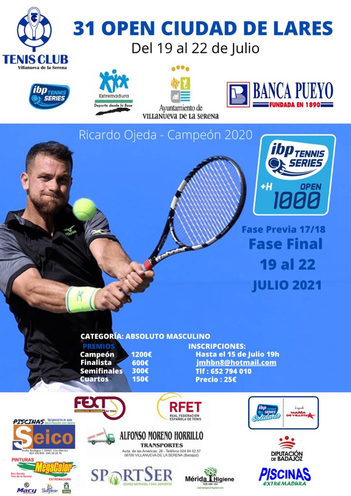 josehidalgobn's tweet photo. Últimos días de inscripción doble semana tenis @IBPTenis @FedExtTenis @Ayto_DonBenito @aytovvaserena @RFETenis https://t.co/k4tXXqvF2b