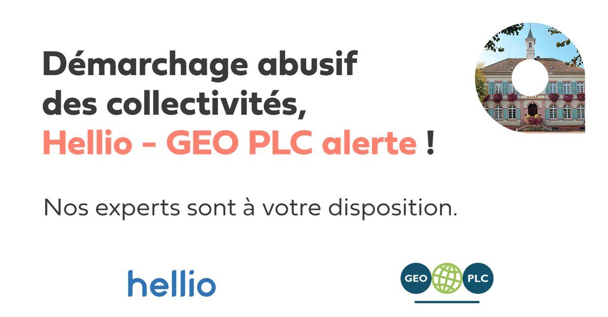 Hellio's tweet photo. ⚠️ #Hellio - #GEOPLC vous informe de pratiques frauduleuses opérées pour vos communes dans le cadre de travaux de #rénovationénergétique, par des acteurs peu scrupuleux !
➡️ Soyez vigilants, nos équipes restent à votre disposition pour tout renseignement.
https://t.co/CesHyoqwoR https://t.co/wH2UBT434c