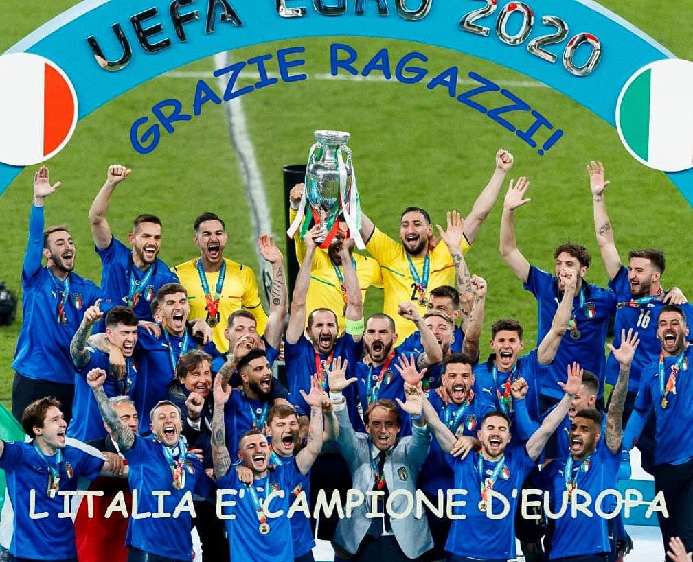 🟢 L'#Italia del #calcio è sul tetto d'#Europa! 
Un grazie ai nostri ragazzi che con impegno, classe e volontà hanno consentito di realizzare il sogno di milioni di #italiani! 
Sempre viva l'Italia! 🇮🇹🇮🇹🇮🇹
