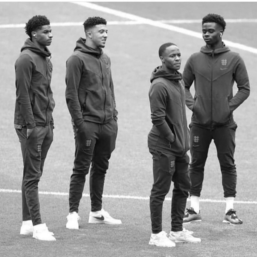 We sending a load of Black joy and love to our Black Brothers this Morning. We see you and we rate you always 👑👑👑. <a href="/MarcusRashford/">MR14</a> <a href="/sterling7/">Raheem Sterling</a> <a href="/Sanchooo10/">Jadon Sancho</a> <a href="/BukayoSaka87/">Bukayo Saka</a>
