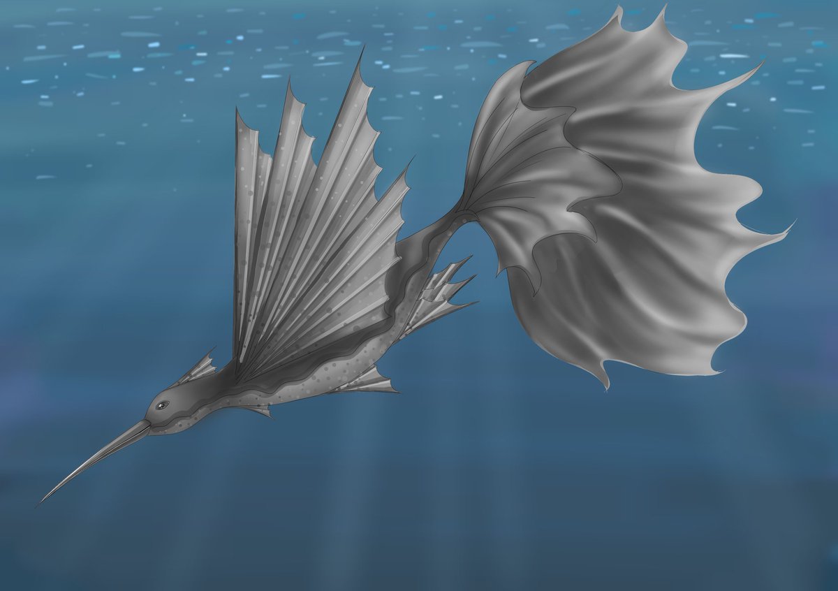 MiyaDraw's tweet image. J'ai participé à un défi sur discord où fallait inventer une créature marine, je l'ai appelé le "Mizutori" ✨