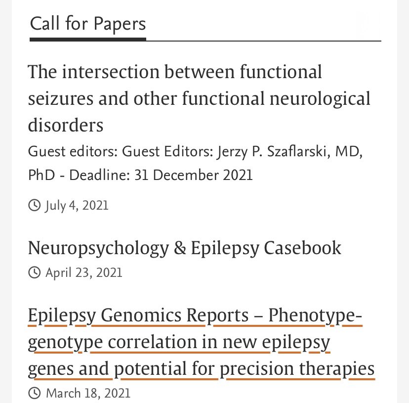 CALL FOR PAPERS! journals.elsevier.com/epilepsy-and-b… #epilepsy #neurotwitter <a href="/EpilepsyBehavi1/">Epilepsy & Behavior</a>