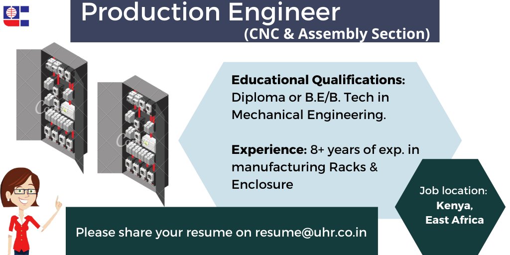unitedhr's tweet photo. #Opening: #ProductionEngineer with a #Industrial Automation Co. to be based in #EastAfrica.
Apply Directly: https://t.co/ci3tQrVSyD
#jobsinafrica #africajobs #unitedhr https://t.co/S8QufPJ0CK