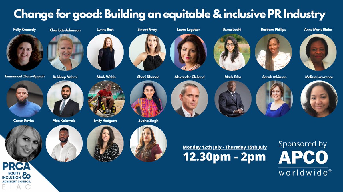 Today our Equity and Inclusion Advisory Council's Conference kicks off at 12:30pm.

Lets keep inclusion and the equity agenda on the table.

It's free to attend: ow.ly/LB5Y50FmAlF | PRCA Event #99