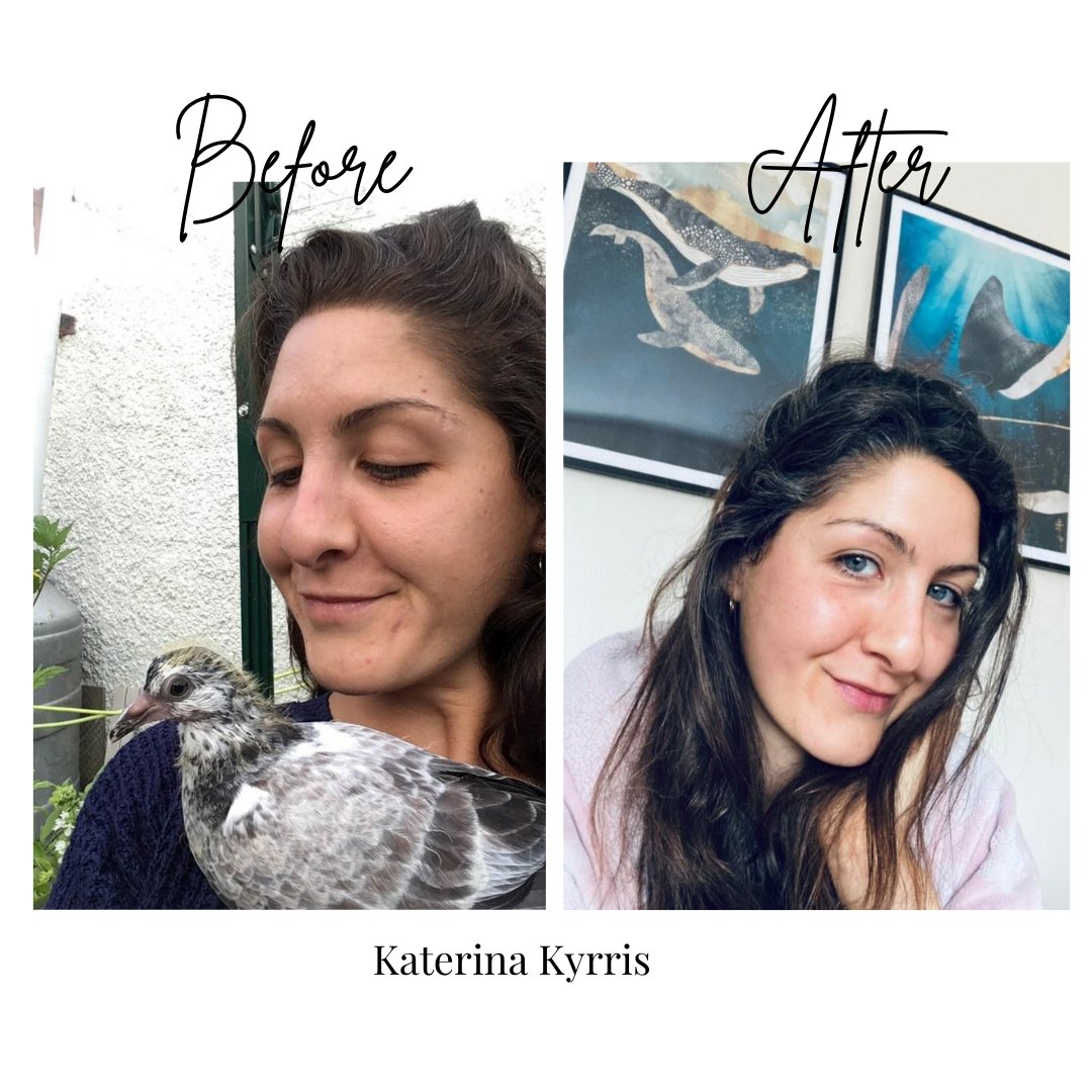 Before and after pic of customer Kat "I wake up with a lovely glow every morning and have definitely noticed an overall clearer complexion since using it." #skincareroutine #Skin
