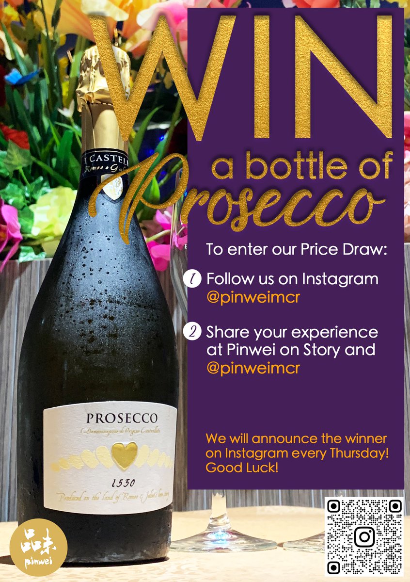 It’s time to win your Prosecco🤞💕
The prize draw starts TODAY!!! HOW? Pls check the post 👀👀 #pinweichineserestaurant #pinwei #chineserestaurant #Manchester #ManchesterCity #manchesterchina