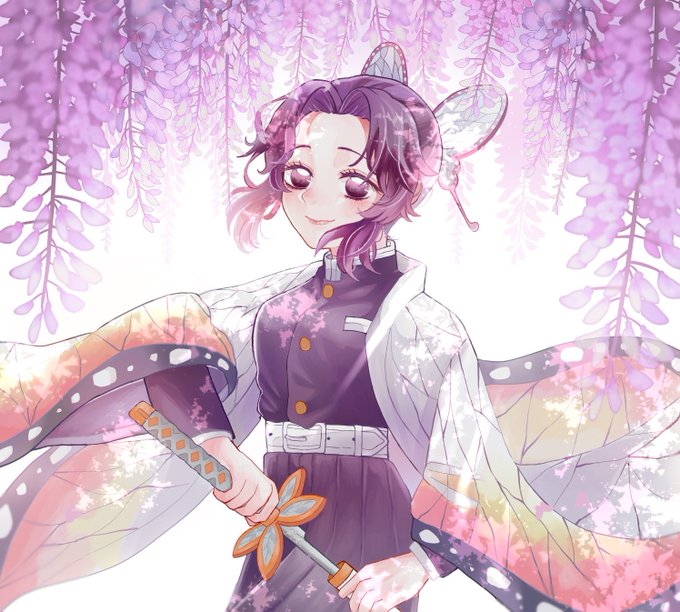 久世さんがTwitterに投稿した胡蝶しのぶ(鬼滅の刃)のイラスト。