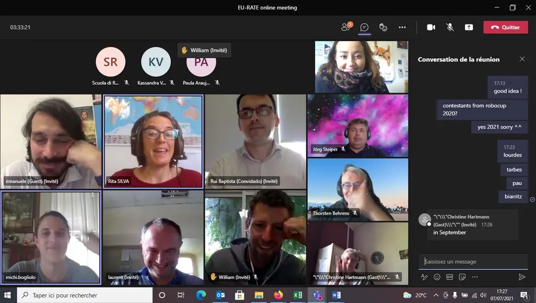 eu_rate's tweet photo. EU RATE meeting 🤖🇪🇺
The last meeting was on July 7th, where the actors gave an update on the progress of the project.
We look forward to the next transnational meeting on 10 and 11 September, which will (finally!) take place in person in Pau, France ! 🎉 🇫🇷 https://t.co/EoPloXyMvw