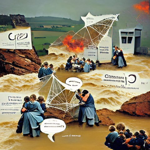 ElectronKiss's tweet image. This image was created by #Ai using the text 

&quot;Science Communication in a Period of Crisis&quot; 

ScienceComm&apos;21 - Sept. 15th-16th in Fribourg / Switzerland

@images_ai #ScienceComm21 @unifr @ScienceEtCite 
#VQGAN #CLIP #SciArt #AiArt #SciComm #WissKomm @artthroughai @AIArtistsOrg