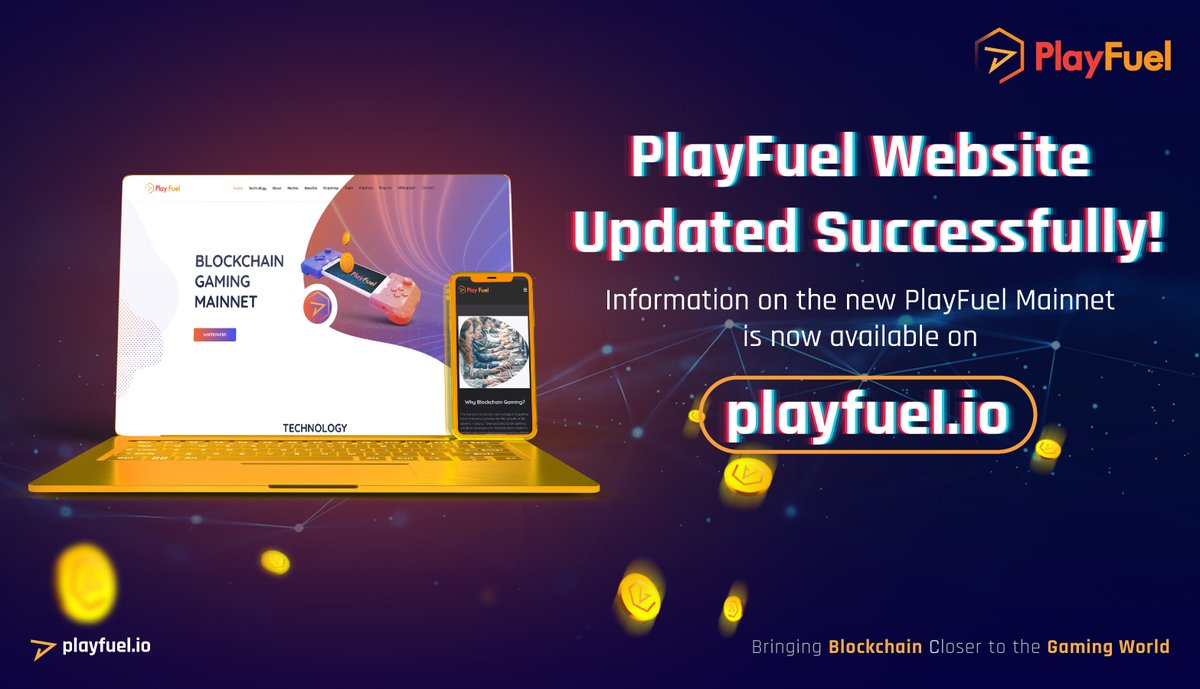 play_fuel's tweet photo. 📣 The PlayFuel website has been successfully updated. Users who wish to learn about the PlayFuel Mainnet can visit our official website. 

#PlayFuel #PLF #Mainnet #Crypto #cryptocurrency #blockchain https://t.co/Pomf0iDtX0