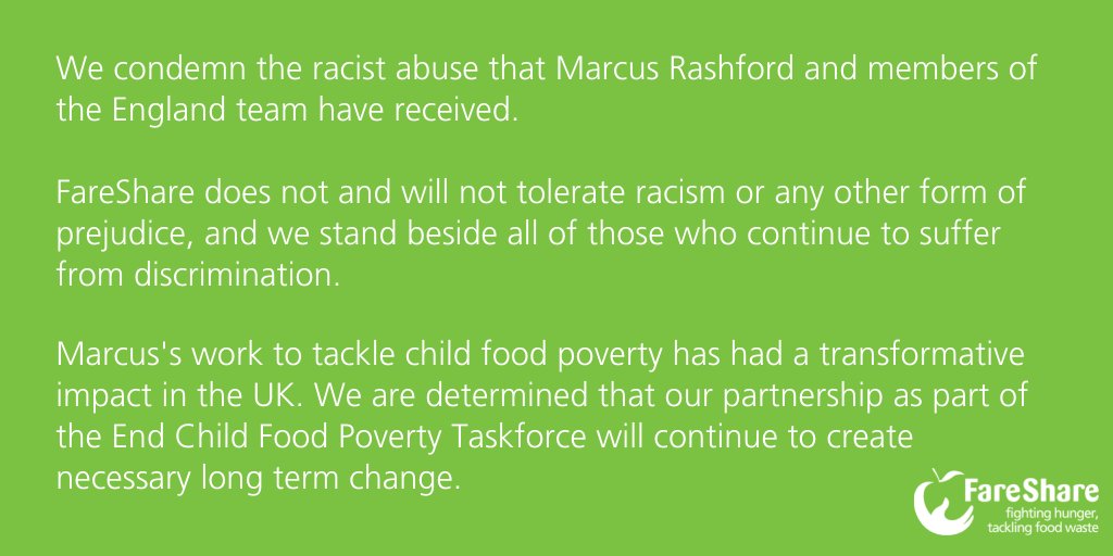 Our ambassador @MarcusRashford and the entire @England team have inspired millions, both on and off the pitch. We stand with them.