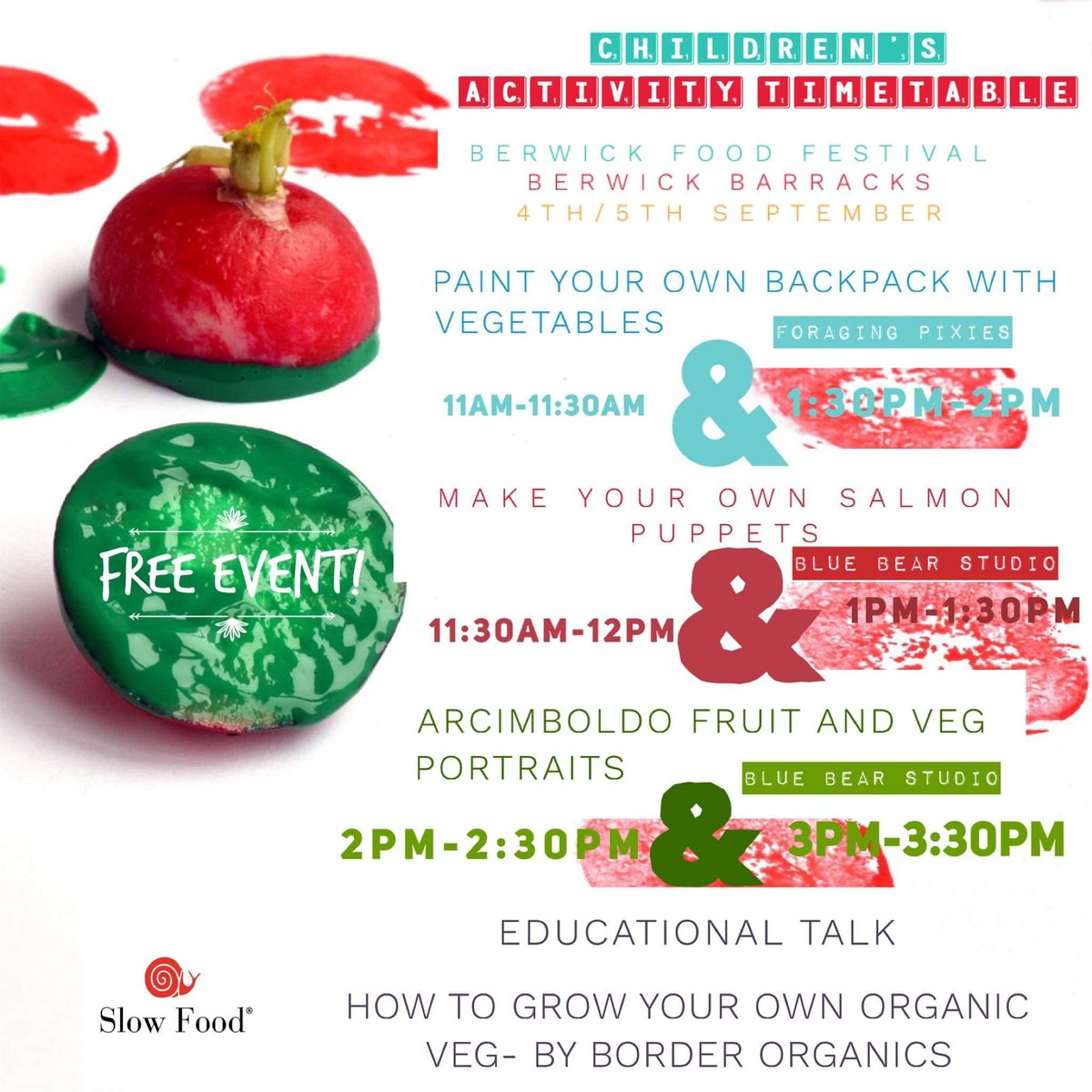 👪 Children's Activities 👩‍👧‍👦
We wanted to ensure our Food Festival this year was a family affair.
•
We are very excited to announce our children activity schedule in collaboration with <a href="/bluebearstudio/">bluebearstudio</a>  @foragingpixies &amp; Border Organics