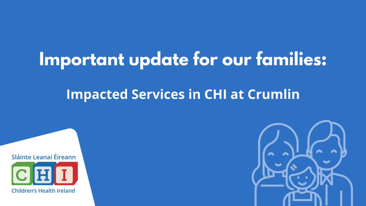 📢Important update to our families for specific @CHIatCrumlin *Crumlin* services for 12th - 16th July 2021. @TempleStreetHos @CHIatConnolly @CHIatTallaght @HSELive Read more ⬇️ bit.ly/2T5Zm9T