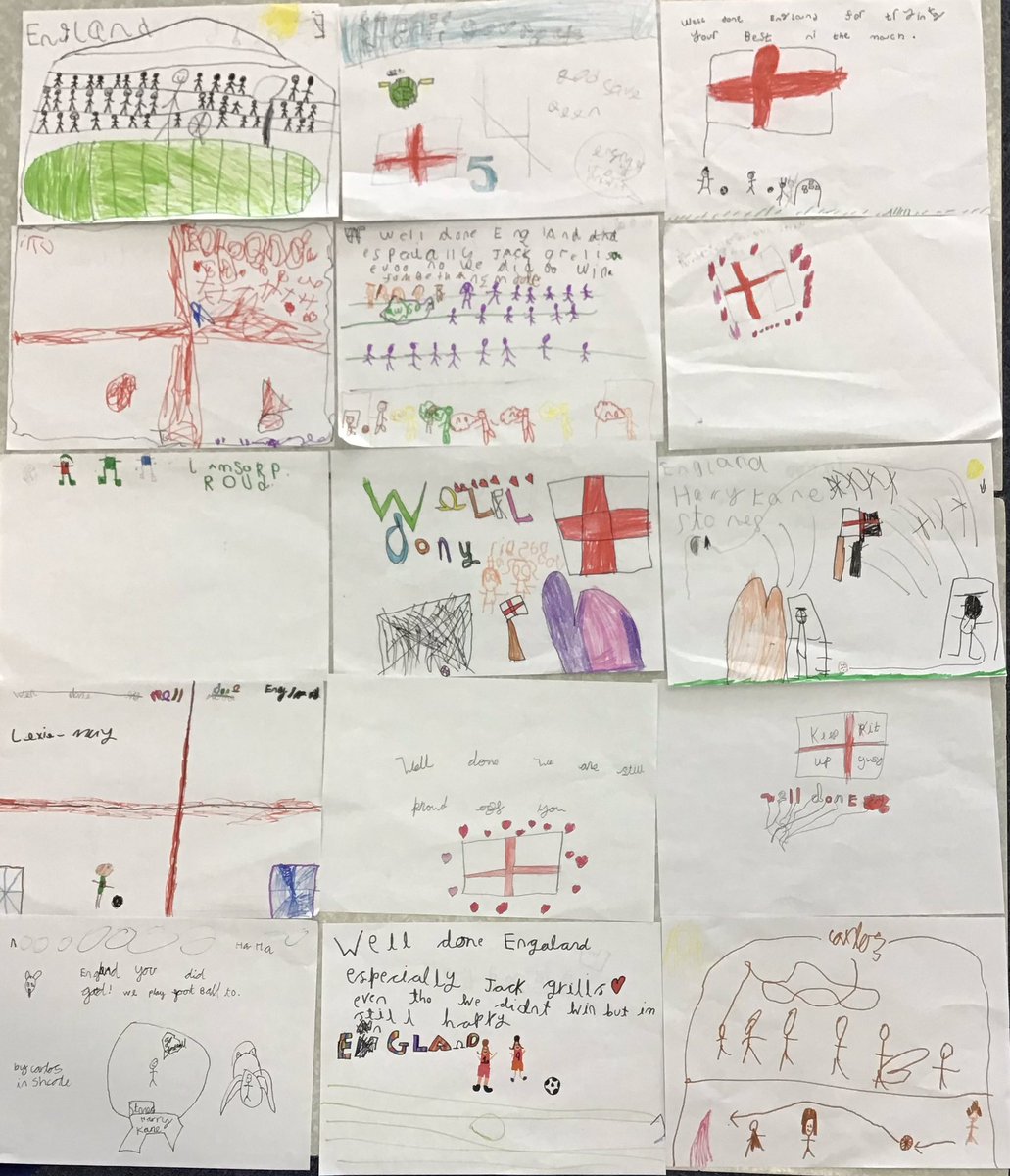 ChilternY2's tweet photo. Crocodile Class really enjoyed making pictures for the England team today ⚽️ We are all super proud of you, well done to the whole team! @HKane @GarethSouthgate @EnglandFootball https://t.co/6u4fBxQkLL