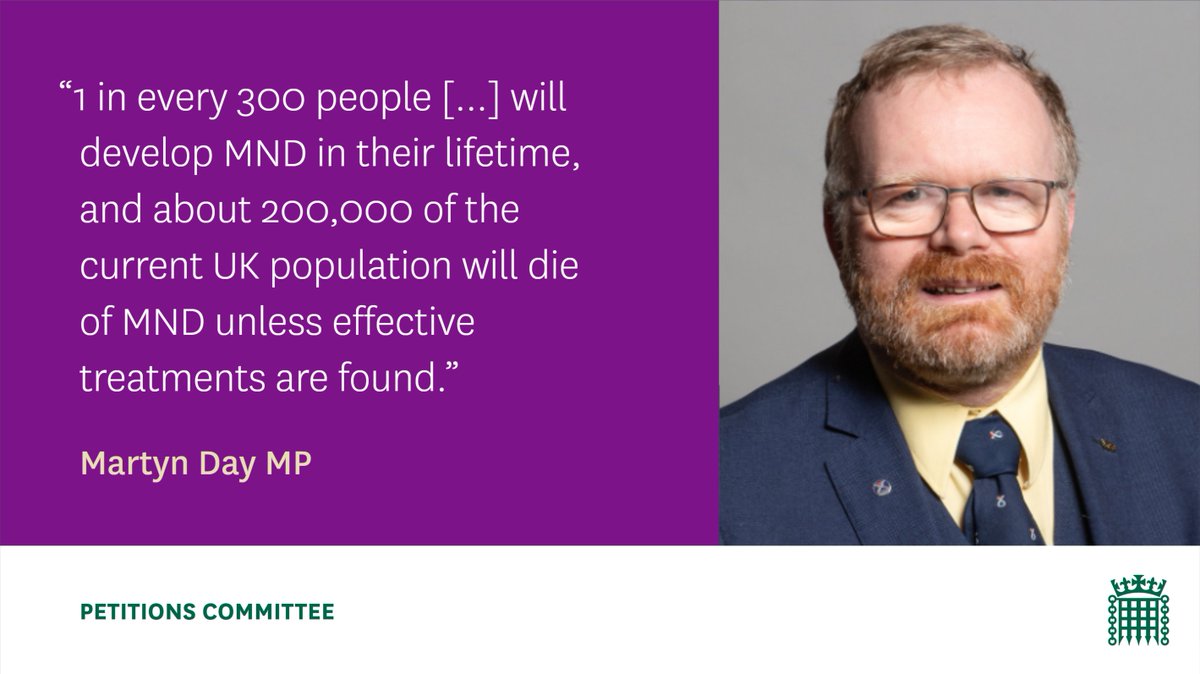 Petitions Committee (@hocpetitions) on Twitter photo <a href="/MartynDaySNP/">Martyn Day SNP</a> <a href="/Helen_Whately/">Helen Whately MP</a> <a href="/DHSCgovuk/">Department of Health and Social Care</a> <a href="/MNDoddie5/">My Name'5 Doddie Foundation</a> <a href="/mndassoc/">MND Association</a> <a href="/NIHRresearch/">National Institute for Health and Care Research</a> <a href="/BRUKresearch/">Brain Research UK</a> <a href="/APPGonMND/">APPG on Motor Neurone Disease</a> Opening our #MNDResearchDebate, <a href="/MartynDaySNP/">Martyn Day SNP</a> has set out how this "all too common" disease affects people across the UK.
He backed petitioners' calls for a virtual #MND Translational Research Institute to be established, and for additional research funding. <a href="/MartynDaySNP/">Martyn Day SNP</a> <a href="/Helen_Whately/">Helen Whately MP</a> <a href="/DHSCgovuk/">Department of Health and Social Care</a> <a href="/MNDoddie5/">My Name'5 Doddie Foundation</a> <a href="/mndassoc/">MND Association</a> <a href="/NIHRresearch/">National Institute for Health and Care Research</a> <a href="/BRUKresearch/">Brain Research UK</a> <a href="/APPGonMND/">APPG on Motor Neurone Disease</a> Opening our #MNDResearchDebate, <a href="/MartynDaySNP/">Martyn Day SNP</a> has set out how this "all too common" disease affects people across the UK.
He backed petitioners' calls for a virtual #MND Translational Research Institute to be established, and for additional research funding.