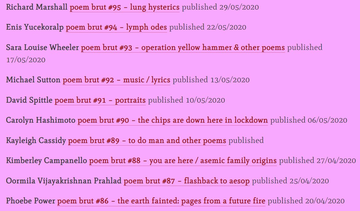 I've been poetry editor of <a href="/3ammagazine/">3:AM Magazine</a> for exactly ten years. Thanks <a href="/andrewgallix/">Andrew Gallix</a> for founding &amp; maintaining an extraordinary online literary institution. Poets I've shared stevenjfowler.com/3ammagazine &amp; poembrut.com/3am
&amp; a note on the anniversary stevenjfowler.com/blog/3ammagazi…