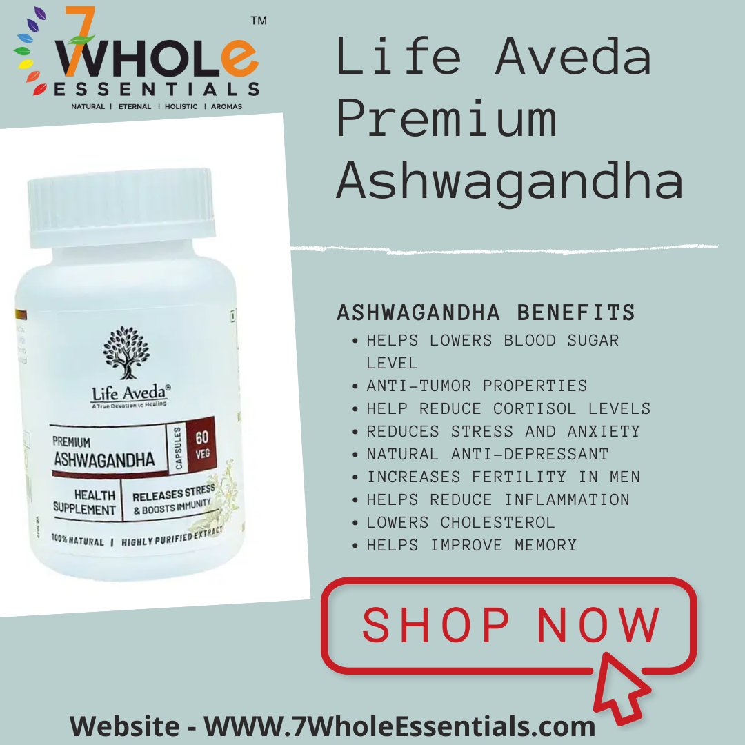 7wholeessential's tweet photo. Ashwagandha is used to balance, support, strengthen the mind &amp; body and also provides vigor &amp; vitality to the body. Buy Now #LifeAveda Premium #Ashwagandhacapsules in Discounted Prices https://t.co/H0jEMGwW4o #ashwagandha #avedaayur #7wholeessentials #herbal #ayurvedic #ayurveda https://t.co/ueIPZxkXP7