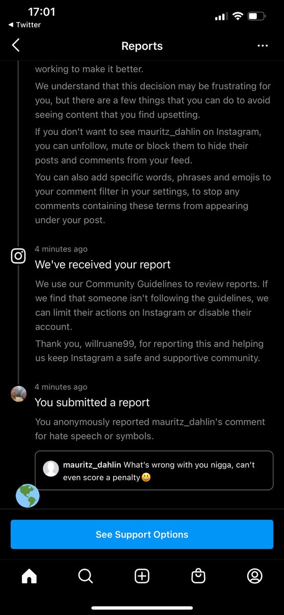 Instagrams has found that this comment doesn’t violate community guidelines. Ridiculous. <a href="/instagram/">Instagram</a> ##Instagram #disgusting #racism