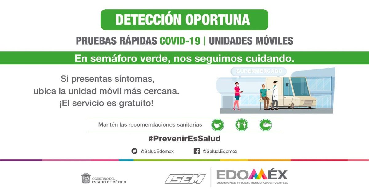 CecytemMetepec2's tweet photo. Ante síntomas por #Covid_19mx, realízate una prueba rápida. Consulta la ubicación de las Unidades Móviles en la siguiente liga: https://t.co/F9aPJYElnK
El servicio es gratuito.
#DetecciónOportuna
@Edomex @SaludEdomex @somoscecytem https://t.co/tRksGnwfYI