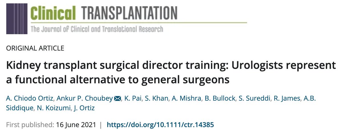 Excited to share our latest publication on the role of Urology in transplant surgery leadership and workforce! 

onlinelibrary.wiley.com/doi/10.1111/ct…