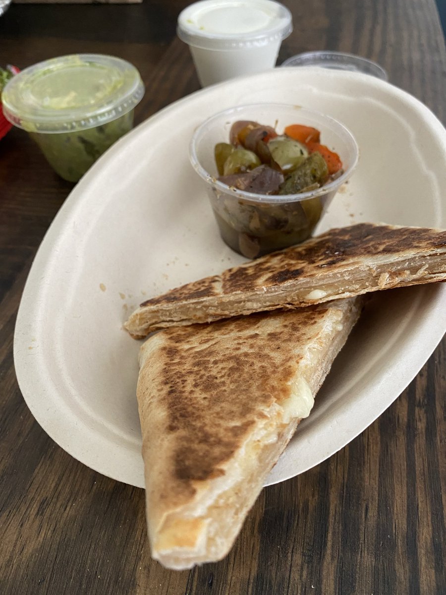 Dear <a href="/ChipotleTweets/">Chipotle</a> trying to figure out how this is a veggie fajitas quesadilla. Sincerely, WTF (what the fajita)