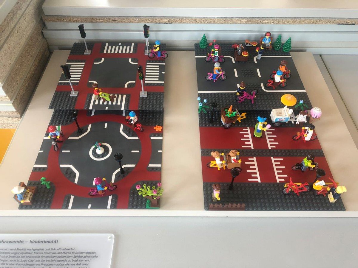 'Safe Streets: Child's Play'
Road plates with safe cycling infrastructure were considered too political for <a href="/LEGO_Group/">LEGO</a> to even consider. We decided to offer 4 ways to reclaim the street:
1. Protected intersection
2. Roundabout
3. Bicycle street
4. Woonerf

What is your favorite?
