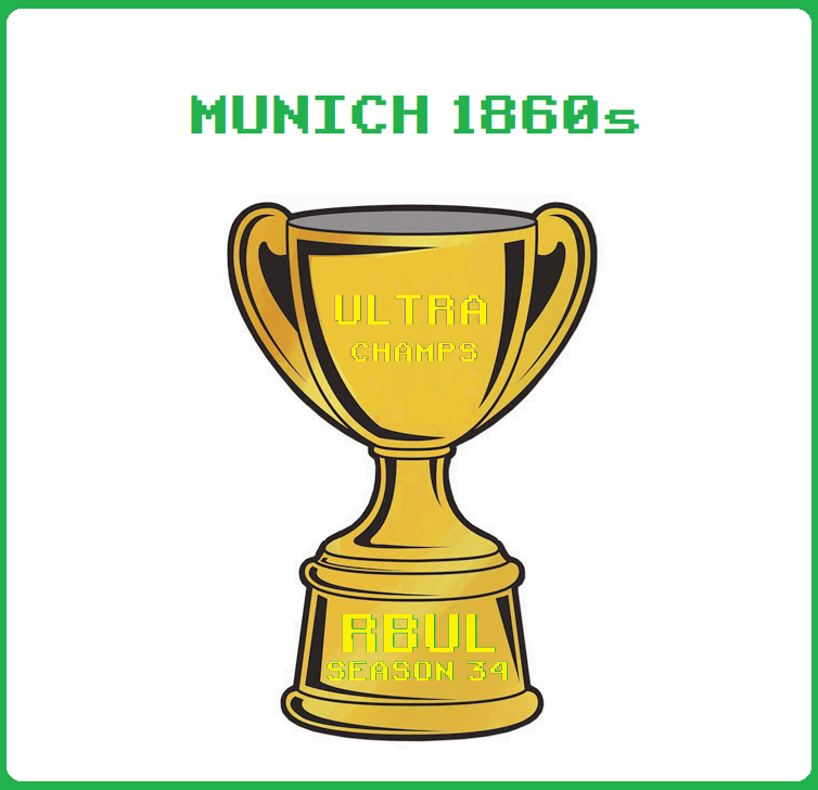 RBULH2H's tweet photo. And last but certainly not least we have the battle for the Ultra Championship! It came down to Munich 1860's, and last season's champions, Indiana Raiders!

It was a very close victory as it came down to the seeding bonus...

and @Munich1860s scrapes by and wins, Congrats!! 🏆🏆 https://t.co/GOhZMAwwhK