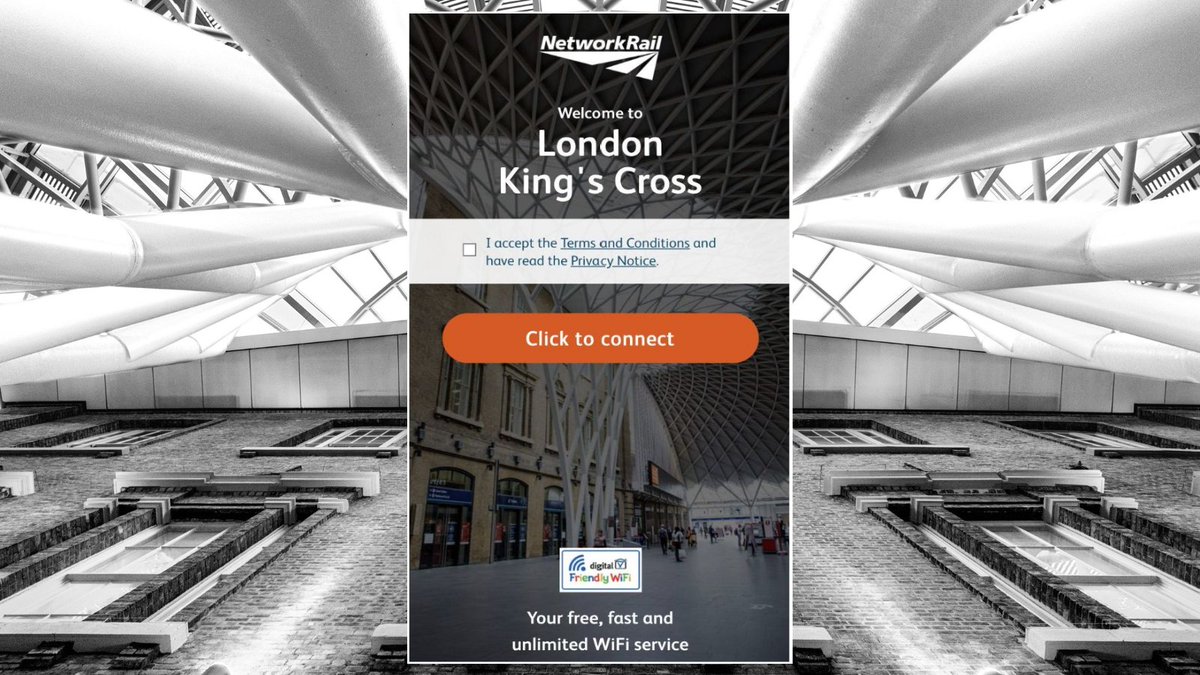 BeFriendlyWiFi's tweet photo. Kings Cross station @networkrail keeping passengers safe whilst online @befriendlywifi certified #wifi #onlinesafety https://t.co/OiPWQZJsIz