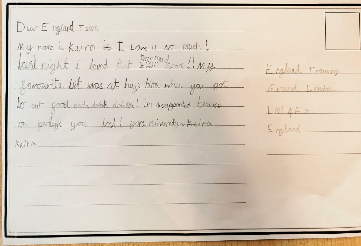 LaceyfieldKS1's tweet photo. This morning we wrote postcards to the England football team! ⚽  @EnglandFootball #busybeingbrilliant #writers https://t.co/D1Y2x0QW1G