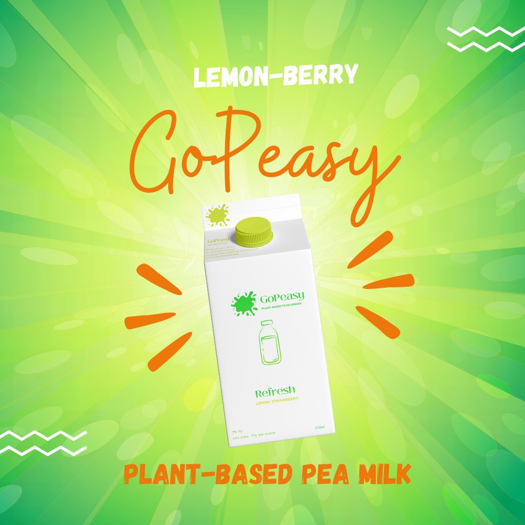 FooditiveGroup's tweet photo. What do we call lemons 🍋 and strawberries 🍓? !! Lemon-Berry, a refreshing #plantbased 🌱 #milk it’s your new drink on the go ! @gopeasy  #veganmilk #animalfreemilk https://t.co/tyuS3UZKDn