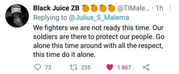 goolammv's tweet photo. EFF supporters are having none of it from the crazy Julius Malema. Never seen so many EFF supporters stand  up to the VBS looter Julius Malema before. #ShutdownSA #ZumaUnrest https://t.co/JDpUufdMf4