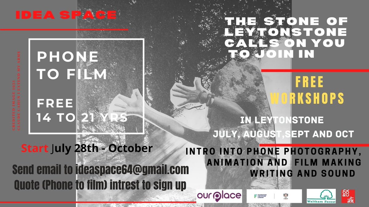 Ideaspace3's tweet photo. Staring 28th July till October Free creative workshops 15-20 in all @our_wf funded @FdnFutureLondon share with young people 14-21 yrs,  live in Leytonstone 
sign up send email to ideaspace64@gmail.com https://t.co/AG87Ab5m1Q