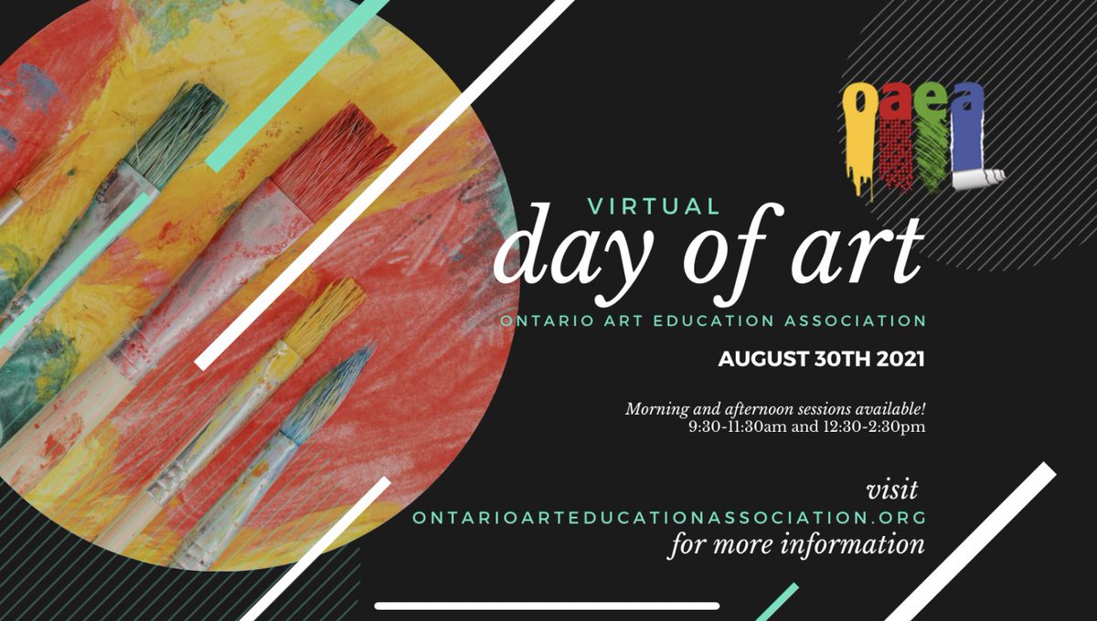 OnAEA's tweet photo. Day of Art registration opens Friday! Sessions include: 
-The Map as Art @BarnettVanessa 
-Joyful Exploration through Art @mkleinschuck 
-Pour your Emotions Out: Pouring Medium and SEL
-Creating Altered Books @cyreltroster
-Virtual Visual Arts @canartteach #handsonart #artPD https://t.co/8OACxBrWMP