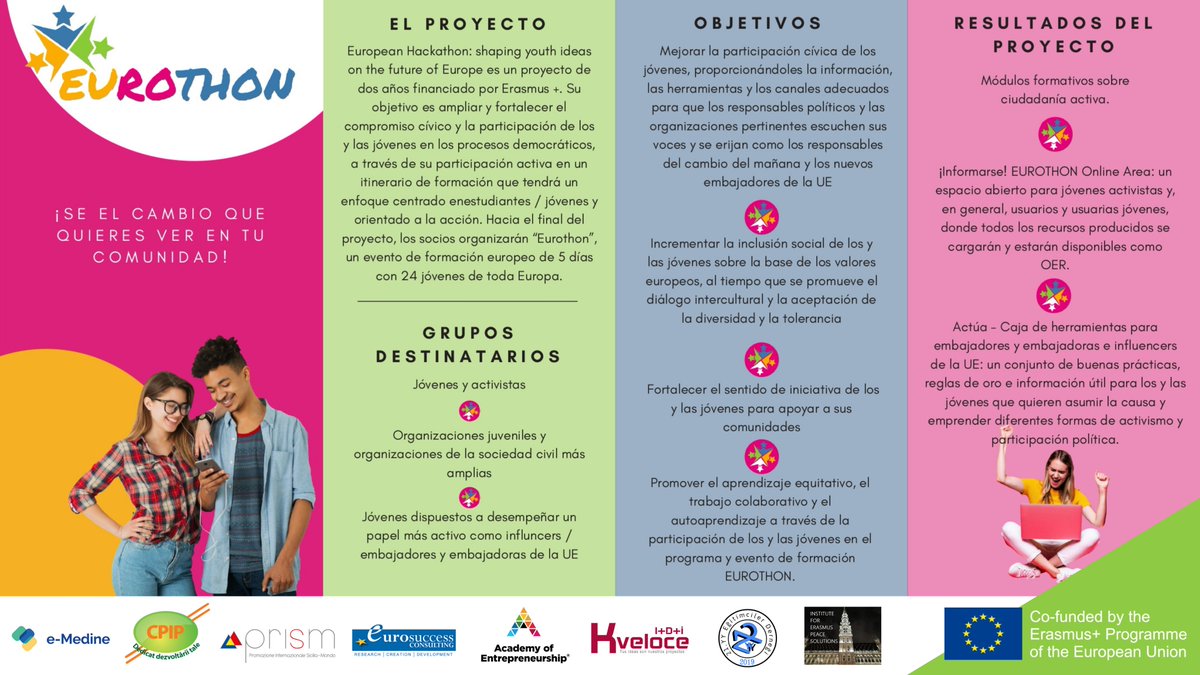 Kveloce_I_D_i's tweet image. ¿Sabes qué es #Eurothon? Te hemos hecho un resumen en este folleto para que conozcas este proyecto en el la juventud es la responsable del cambio del mañana

➡️eurothon4youth.eu/es/
#EuropeanHackathon
#shapingideas
#youthideas 
#europeanyouth
#EUnextgeneration
#ErasmusPlus