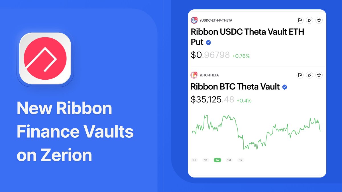 Not a single day off in #DeFi 🧑‍🌾

We've added support for dozens of new assets on Zerion.

1/ <a href="/ribbonfinance/">Aevo (fka Ribbon Finance)</a> vaults let you deposit your assets into a smart contract &amp; automatically start running a specific options strategy.

2/ 👇