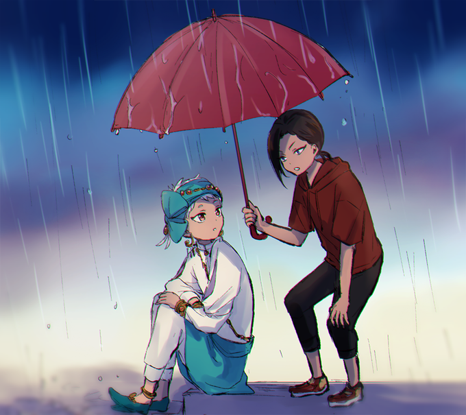「shared umbrella」 illustration images(Latest)｜8pages