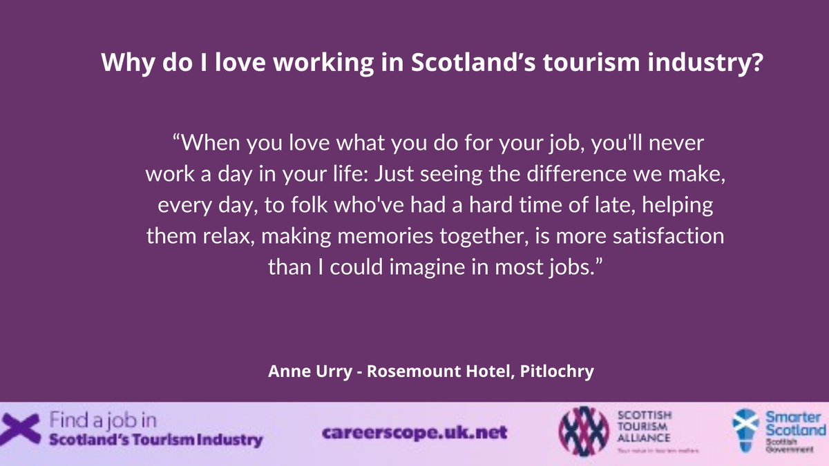 st_alliance's tweet photo. What do you love about working in Scotland’s tourism industry? 

Email 50-ish words to communications@stalliance.co.uk and help us to inspire Scotland’s young people to join our sector. #DoWhatYouLove https://t.co/goBwa5C3Ic
