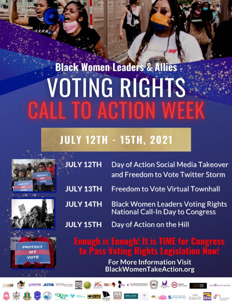 Black Women Leaders &amp; Allies Voting Righta Call to Action Week. Enough is Enough!