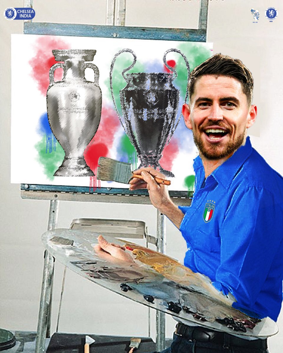 CISCGoa's tweet photo. The Art, The Artist. Jorginho painting Europe Blue for the second time in two months 💙👨‍🎨
.
Congratulations and well deserved Jorgi💙
.
#j5 #italy #chelsea #euro2020 #ucl #champion #forzaitalia #ktbffh #football #chelseafc #londonisblue #cfc https://t.co/0knOECH670