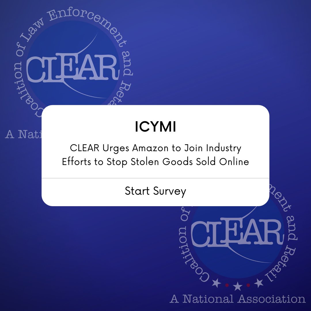 CLEAR_USA's tweet photo. Start Survey: CLEAR Urges Amazon to Join Industry Efforts to Stop Stolen Goods Sold Online

https://t.co/tJ6n6PspGo https://t.co/MUJngU0Li9