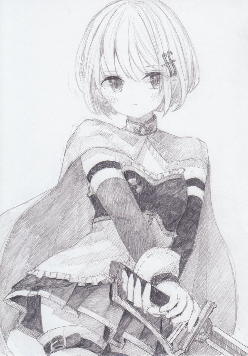 シャーペンで描きました 魔法少女まどか マギカから 美樹さやかです 魔法少女 くろいうさぎのイラスト