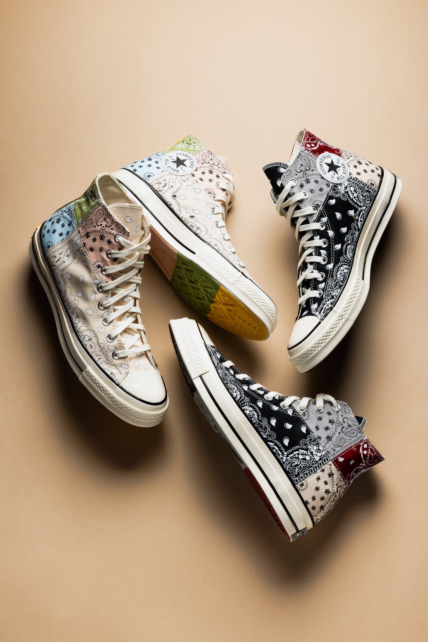 SNKR TWITR on X Converse Chuck 70 Hi Top Paisley Printed Patchwork on HBX Black Egret https t 0bOBR1fCGY Ivory Egret https t gAvlkm5uXv AD https t zsnEVSf0yE X