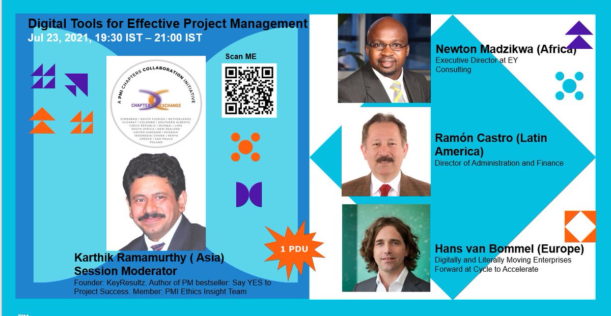 PMIMC's tweet image. #pmichapterxchange is back with our 6th event of season 2.
&quot;Digital Tools for Effective Project Management&quot;
Join us for this 19 chapter collaboration event for more
Date: July 23, 2021
Time: 19:30 – 21:00 IST
Link to register:  lnkd.in/dJbhnPS
#futureofPMWork