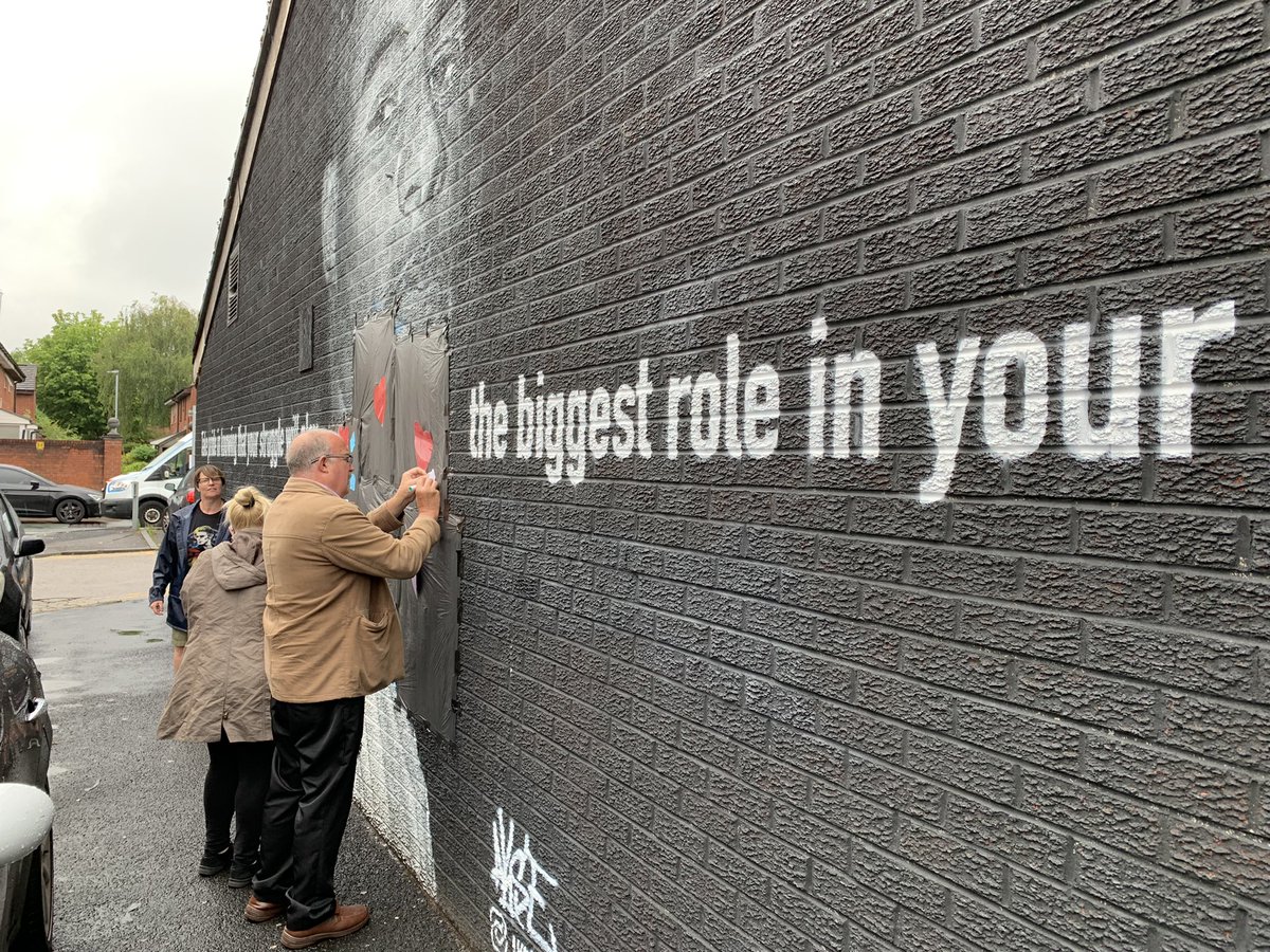 timlevell's tweet photo. Disgusted to see that the mural of @MarcusRashford in Withington in Manchester where I has been defaced.

However local people are now rallying around to cover it up with messages of love and support.

#SayNoToRacism #RashfordIsAHero https://t.co/EQVSEyurub