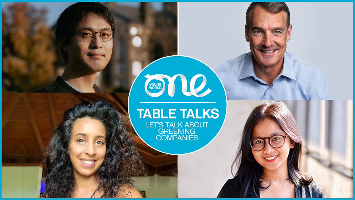 OneYoungWorld's tweet photo. Let's talk about greening companies. 

Join @bp_plc CEO Bernard Looney as he sits down with @Elvis_Cao, @nabputsall and Parveen Begum for our latest Table Talk: https://t.co/OpzQDLrBvL https://t.co/qiNpUuzHM1