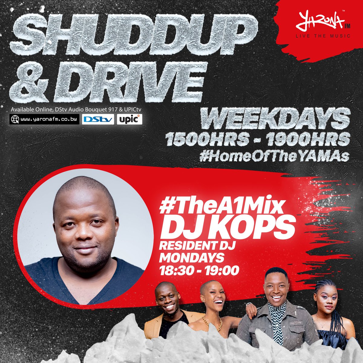yaronafm's tweet photo. #HomeOfTheYAMAs
Heelang, What's The tea fandag? TUNE IN to Shuddup and Drive with @swaythadj re di utwe! 🎶🎵DJ KOPS BW has a FIRE mix to make you forget those Monday blues on #A1Mix 📻🔥
#YaronaFM #ShuddupandDrive
📢Madume gaa timanwe!!
📲Whatsapp: +267 74751545 https://t.co/MHloJM4sua