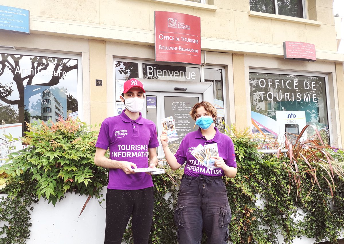 OTBB (@otbb92) on Twitter photo Dans les locaux de l'OTBB ou dans la ville de #BoulogneBillancourt, Angel et Shimon vous accueillent et vous informent tout l'été !
Ils sont nos "Volontaires du Tourisme", cette opération que nous renouvelons depuis plusieurs années en partenariat avec <a href="/VisitParisIdf/">Paris Tourisme</a> Dans les locaux de l'OTBB ou dans la ville de #BoulogneBillancourt, Angel et Shimon vous accueillent et vous informent tout l'été !
Ils sont nos "Volontaires du Tourisme", cette opération que nous renouvelons depuis plusieurs années en partenariat avec <a href="/VisitParisIdf/">Paris Tourisme</a>