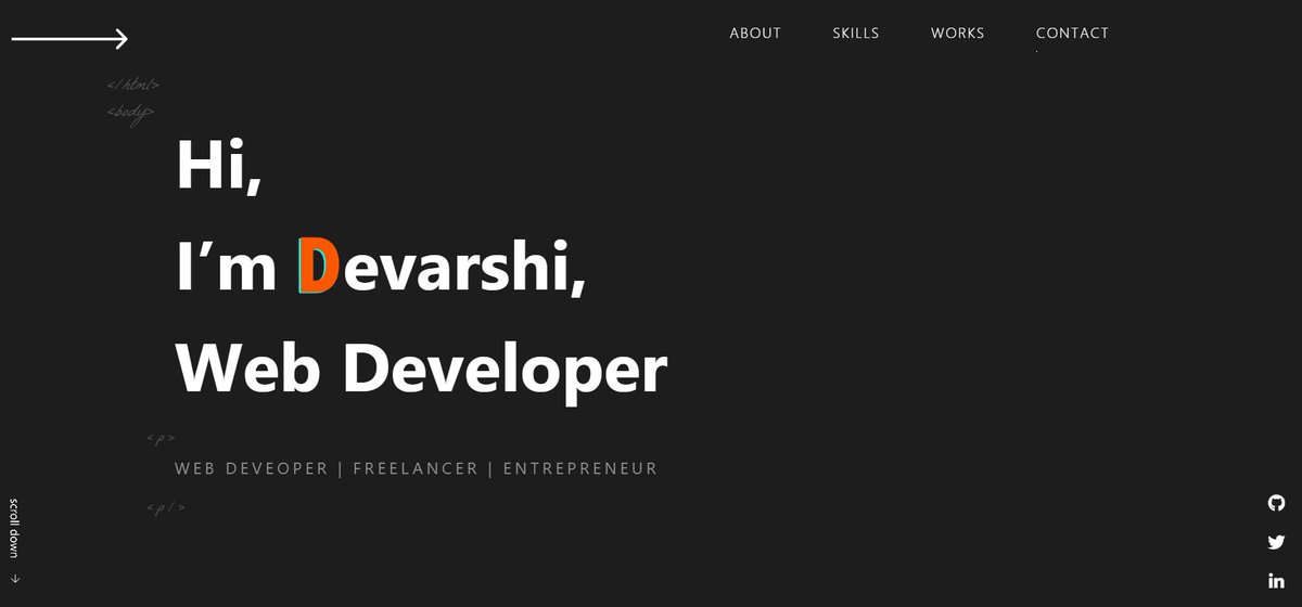 DoshiDevarshi's tweet photo. Hola folks!🙋🏻‍♂️ On this immense occasion of #RathYatra 🎊, I'm glad to launch Portfolio V 2.0😍🔥 with some cool animations. Show some love and share your feedbacks in comment section.😀

🔗 https://t.co/6U7OZDpiUv

#DevCommunityIN #DEVCommunity #portfolio #webdesign #webdev https://t.co/QJYa8FcuCs