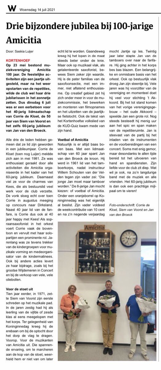Vorige week zette wij 3 jubilarissen in het zonnetje!