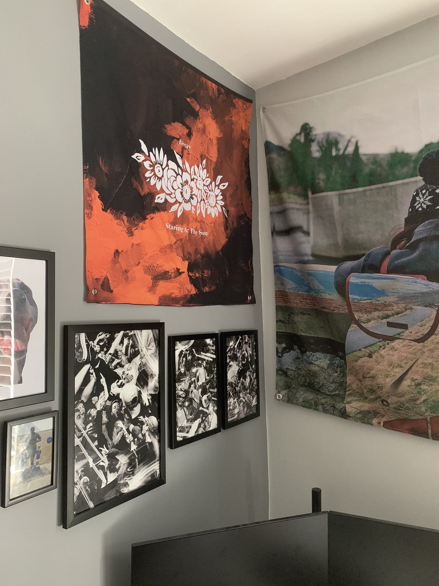 Cusxck's tweet image. Decorated my wall again with some flag up from a band I’ve spent too much time with